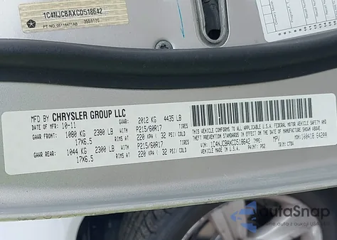 2012 Jeep Compass Sport from USA, damaged, VIN 1C4NJCBAXCD518642